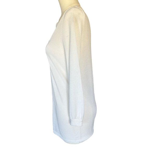 Ann Taylor White V-Neck 3/4-Sleeve Lightweight Sheer Pullover Top Women's Sz S - Picture 3 of 7